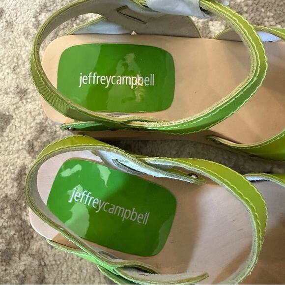 JEFFREY CAMPBELL Spiced Wood Wedge Sandals Lime Green - Picture 4 of 8